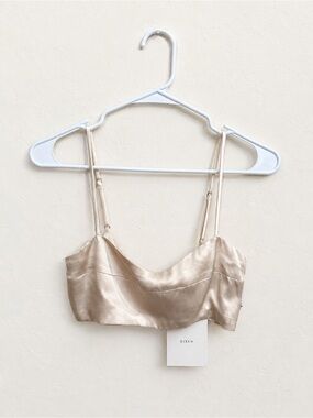 DISSH Champagne Satin Bralette Crop Top | Adjustable Straps | NWT